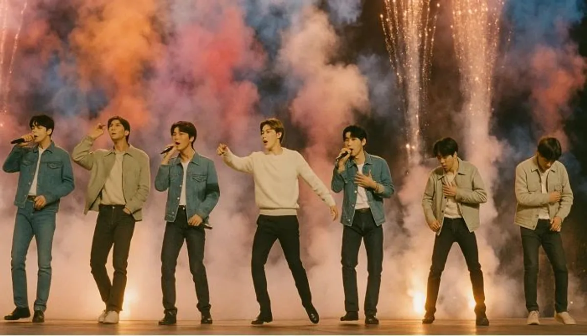 grupo sul-coreano BTS performando ao vivo