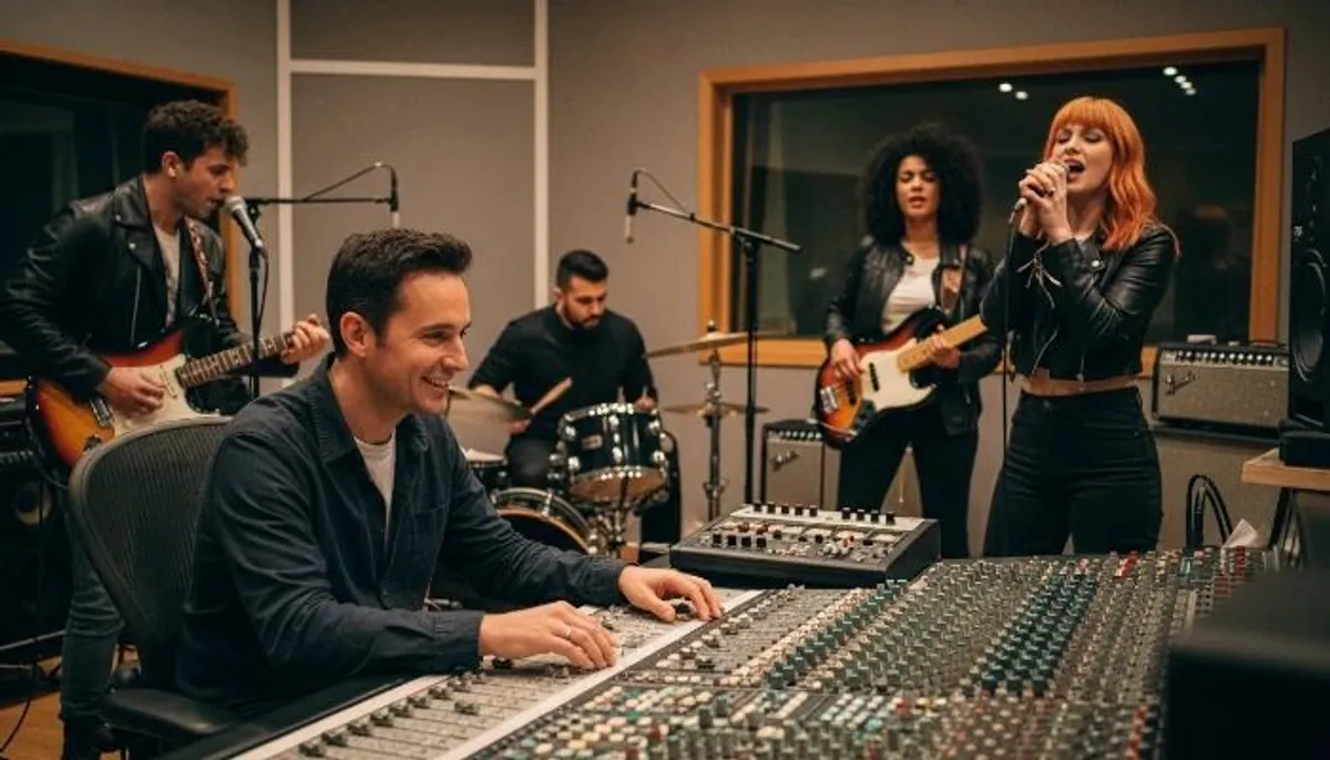 joao mixando uma banda de rock