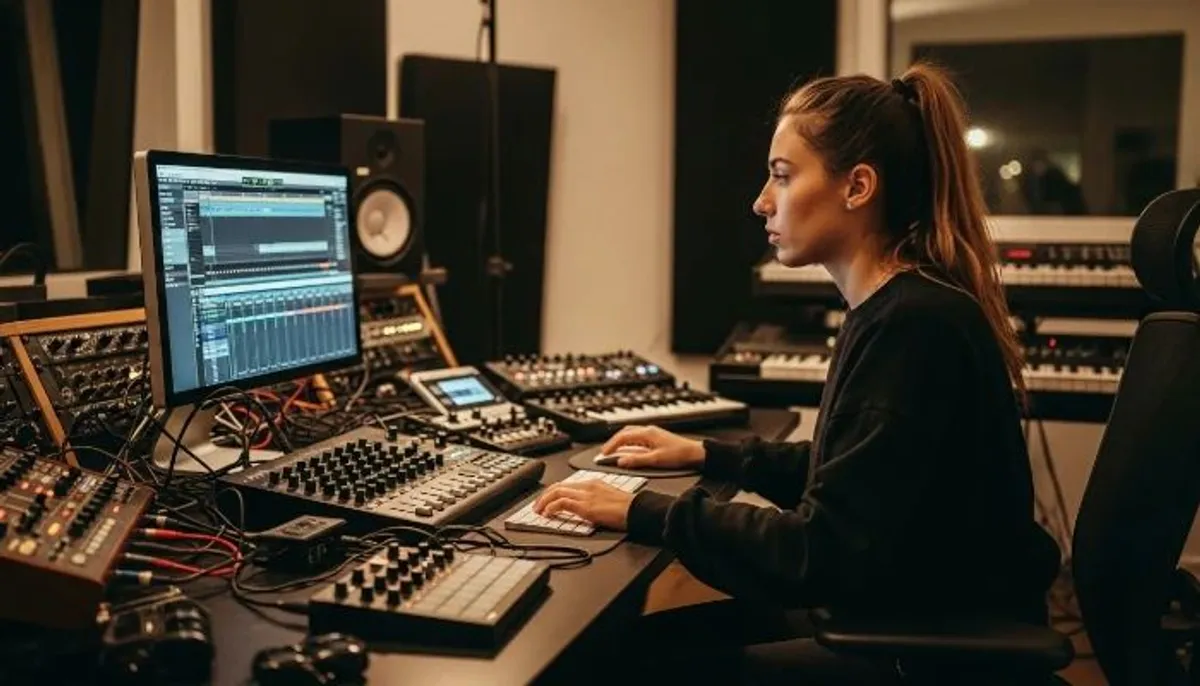 produtora musical mixando um single na DAW