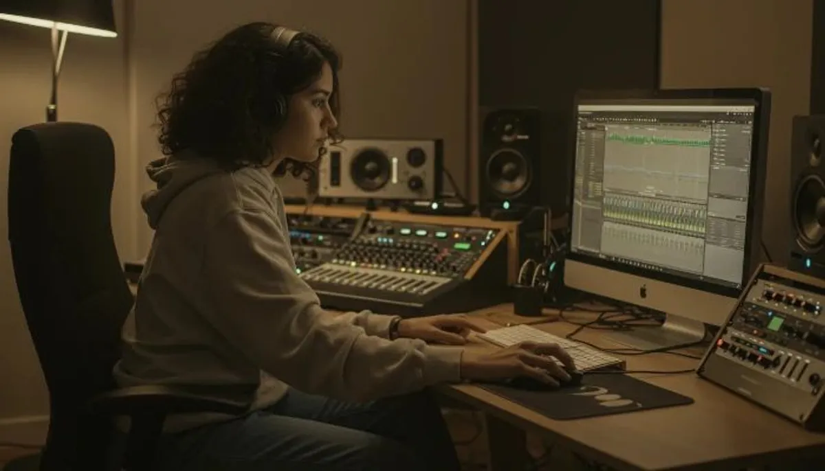 jovem enviando arquivos de áudio de alta qualidade online