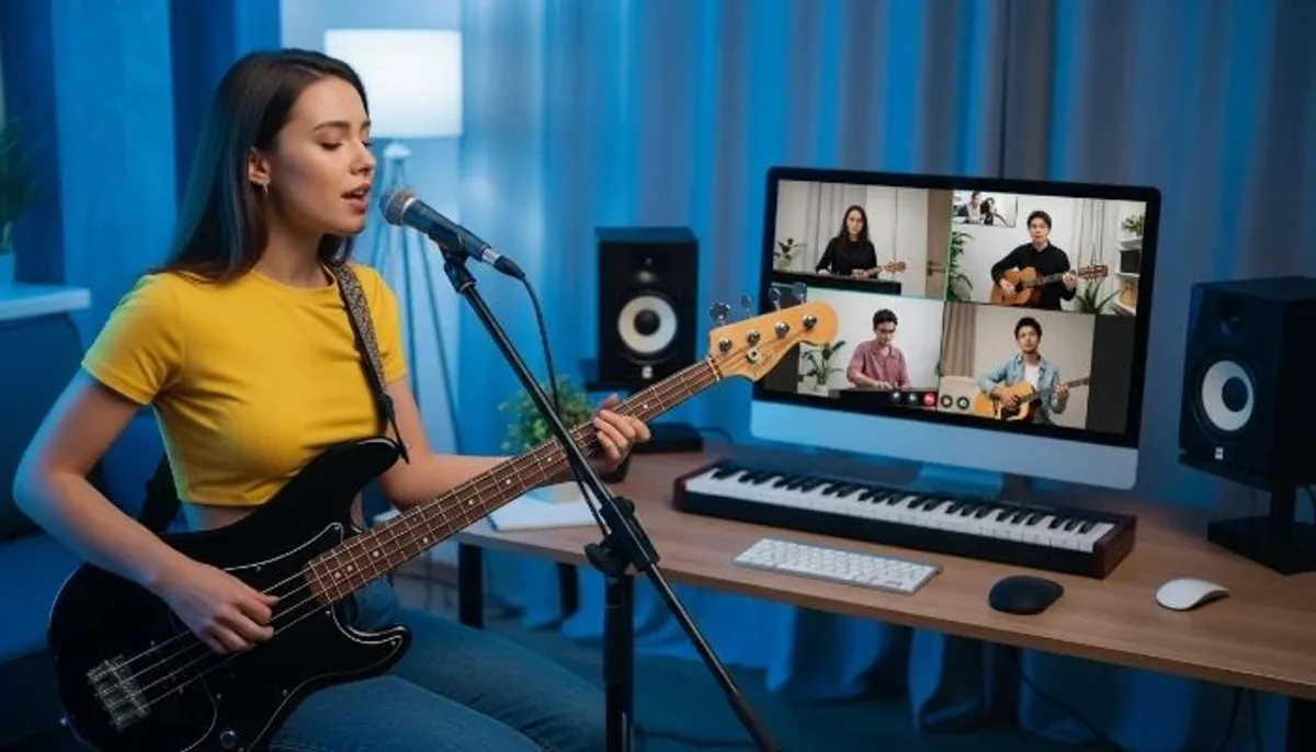 musicista tocando contra baixo